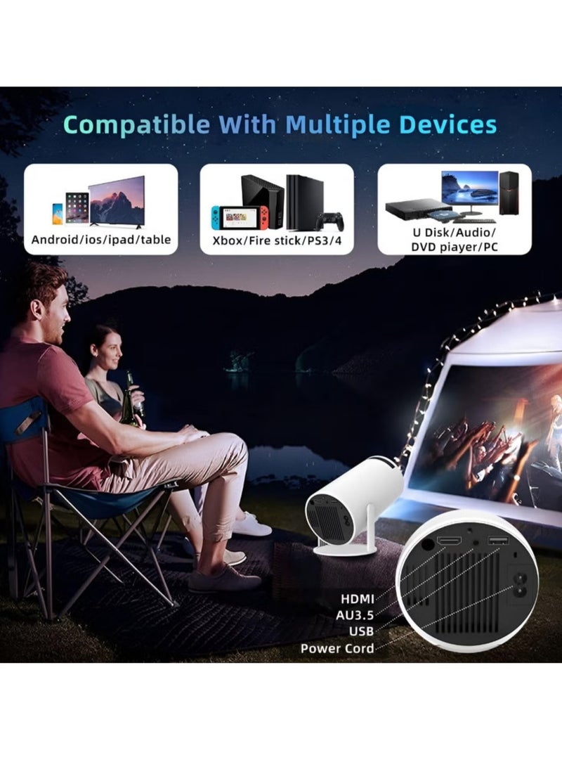 Outdoor & Home 4K Mini Projector: 1280P Portable Projector with Auto Keystone for Phone/TV Stick/Laptop (White) - Image 3