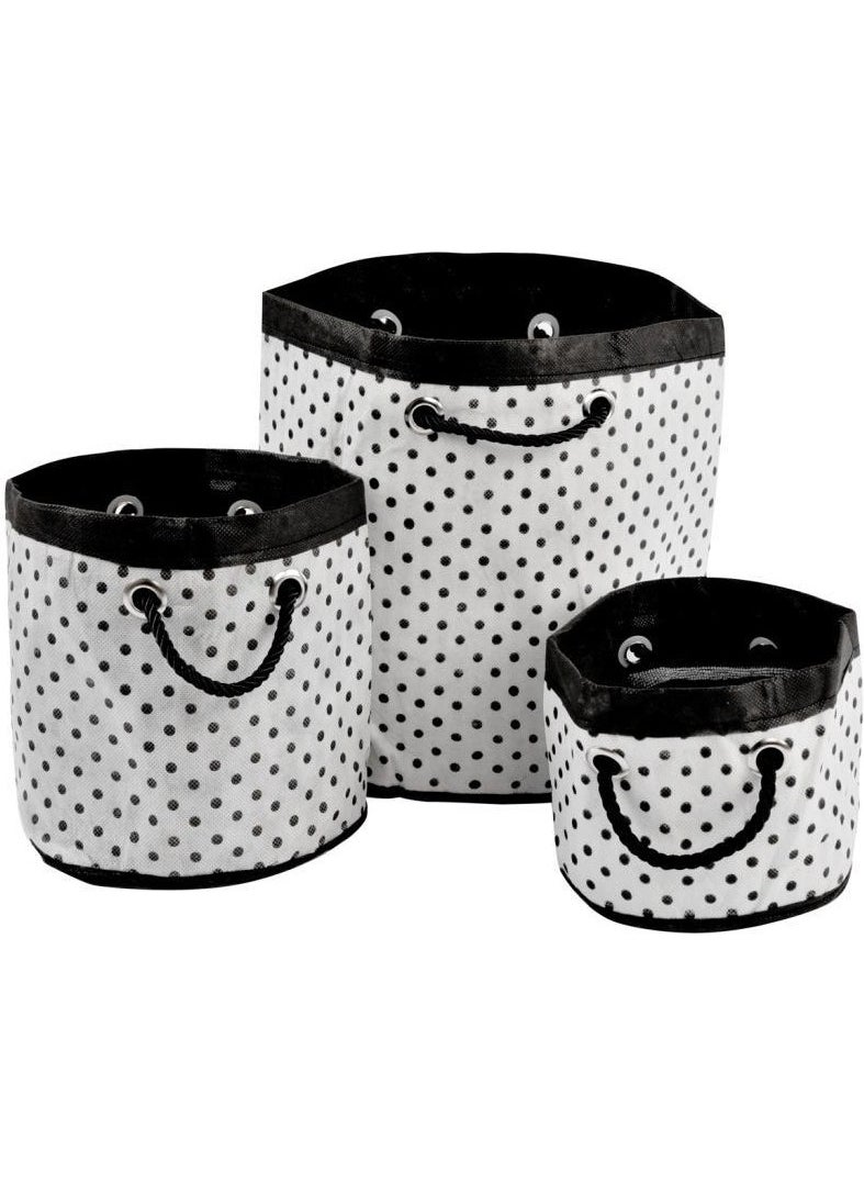 Magic Lady Polka Dot Patterned Oval Baby Room 3-Piece Organizer Newborn Organizer Basket Box Set with Handle  - Image 1