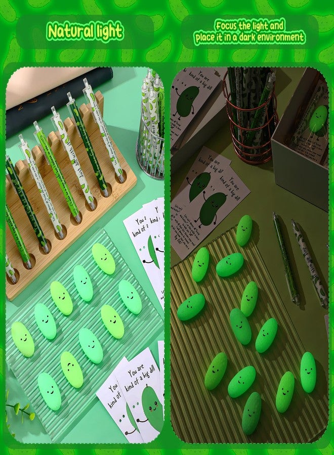 TecUnite 36 Set Luminous Pickle Gifts Office Coworkers Gifts Bulk Inspirational Pens Luminous Pickle Stress Ball and Positive Funny Pun Card for Employee Team Staff Groups - Image 4