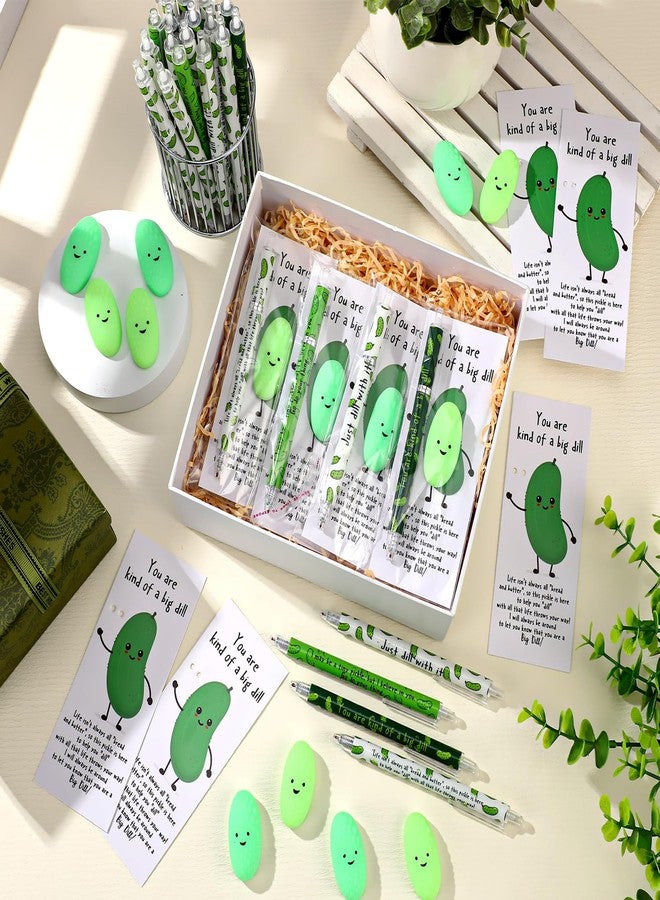 TecUnite 36 Set Luminous Pickle Gifts Office Coworkers Gifts Bulk Inspirational Pens Luminous Pickle Stress Ball and Positive Funny Pun Card for Employee Team Staff Groups - Image 5