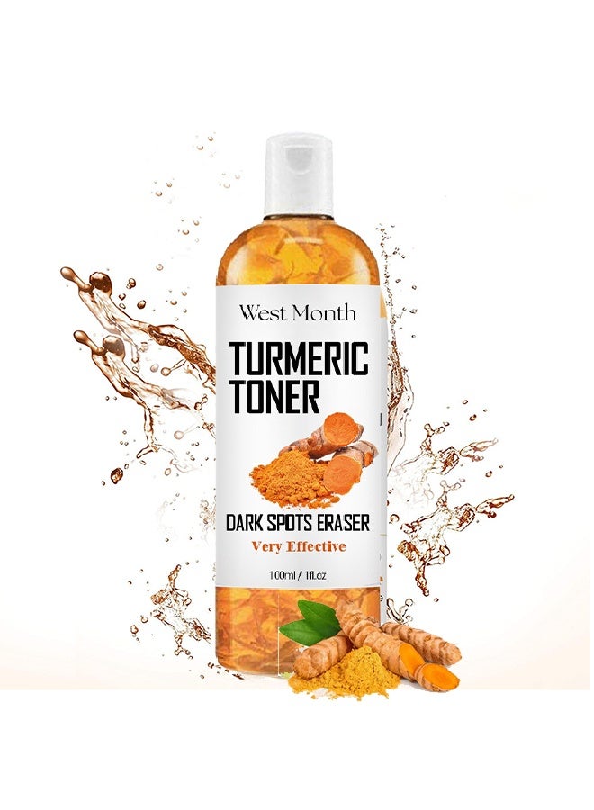 القمر الغربي ممحاة البقع الداكنة تونر الكركم - مصحح الحبر 100 مل تونر الوجه للبشرة المعرضة لحب الشباب مزيل البقع الداكنة لتونر الوجه المرطب للوجه للنساء - Image 1