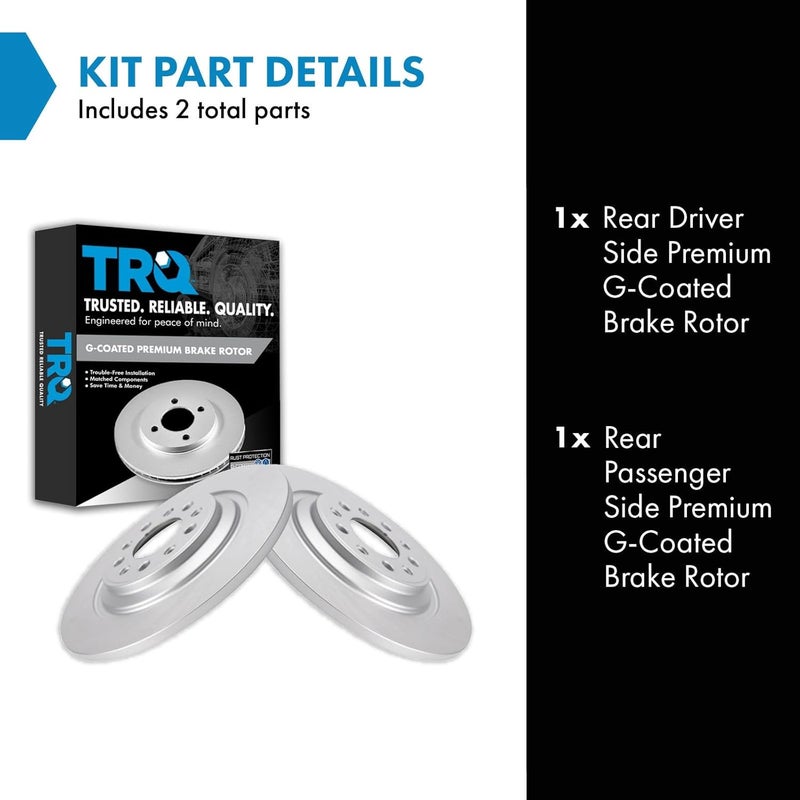 TRQ Rear Brake Rotors Set Solid Premium G-Coated Compatible with 2014-2023 Jeep Cherokee - Image 2