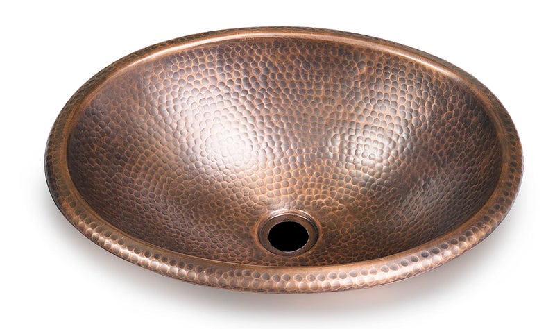 Monarch Abode 17003 Pure Copper Hand Hammered Oval DropIn Bathroom Vanity Sink 17 Inches