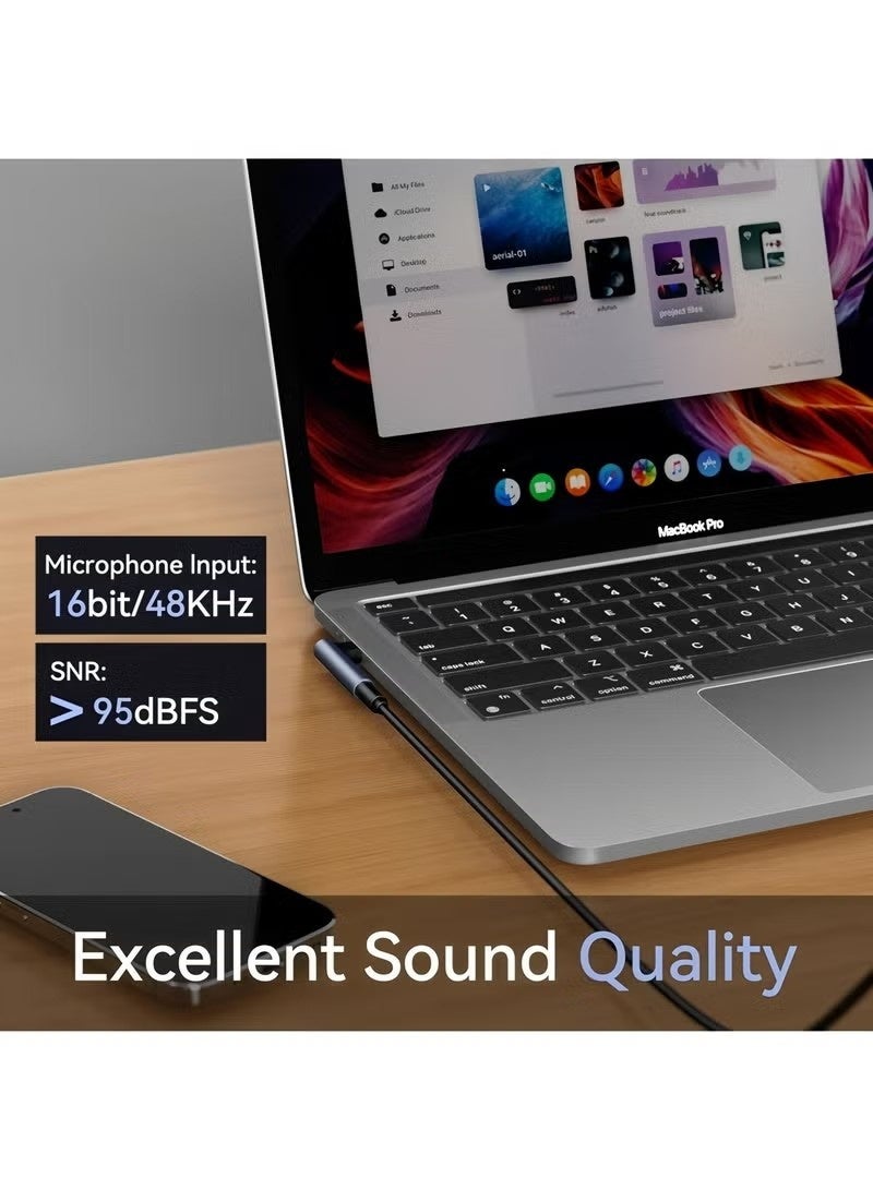 محول USB C بزاوية 90 درجة إلى مقبس صوت 3.5 ملم، نوع C، جاك سماعة، مايكروفون، HiFi، دونجل بزاوية قائمة لهواتف iPhone 17 16 15 وSamsung وGoogle - Image 5