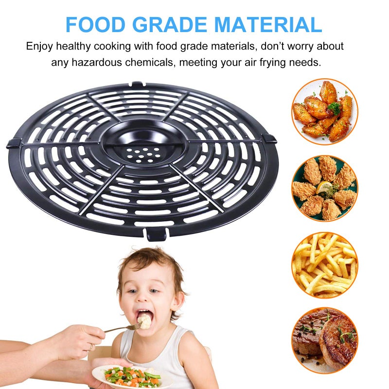 GXF Air Fryer Replacement Parts for Chefman TurboFry 3.6QT Power XL 4QT Emeril Lagasse 4QT, 8.1'' Non-Stick Round Air Fryer Accessories Replacement Tray Rack Grill Crisper Plate - Image 4