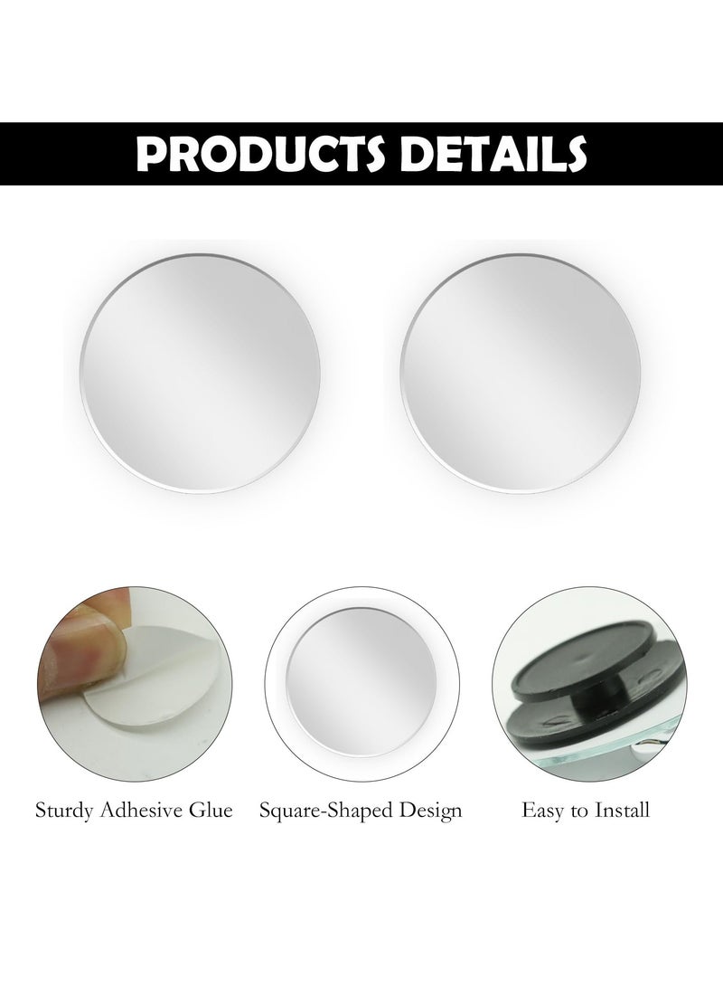 2Pcs Cars BlindSpot Mirrors Side Mirror Removable Adjustabe Angle Round Wide Angle Convex RearView Mirror Car Accessories Universal HD Glass for Suvs Auto Motorcycles RVs - Image 3