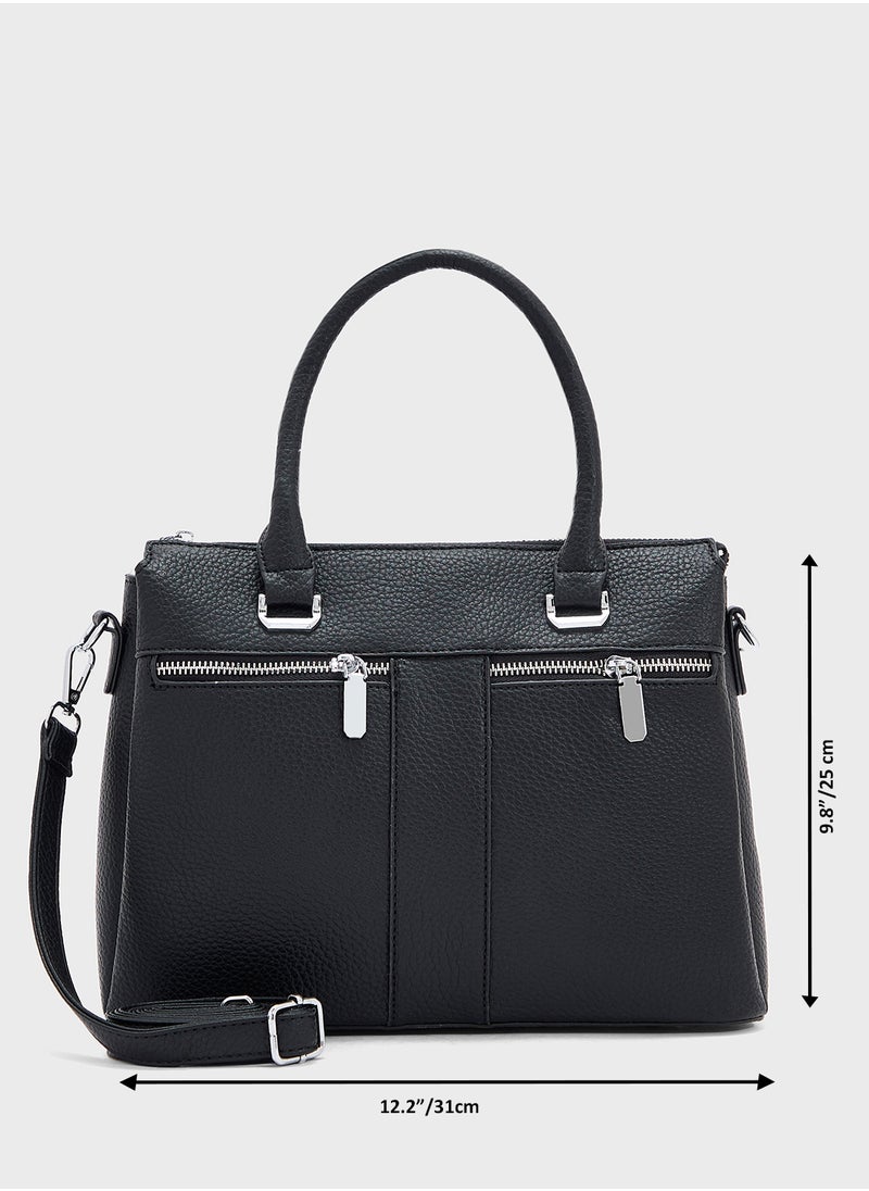 Ginger - Multi Zip Detail Satchel Bag - Image 1