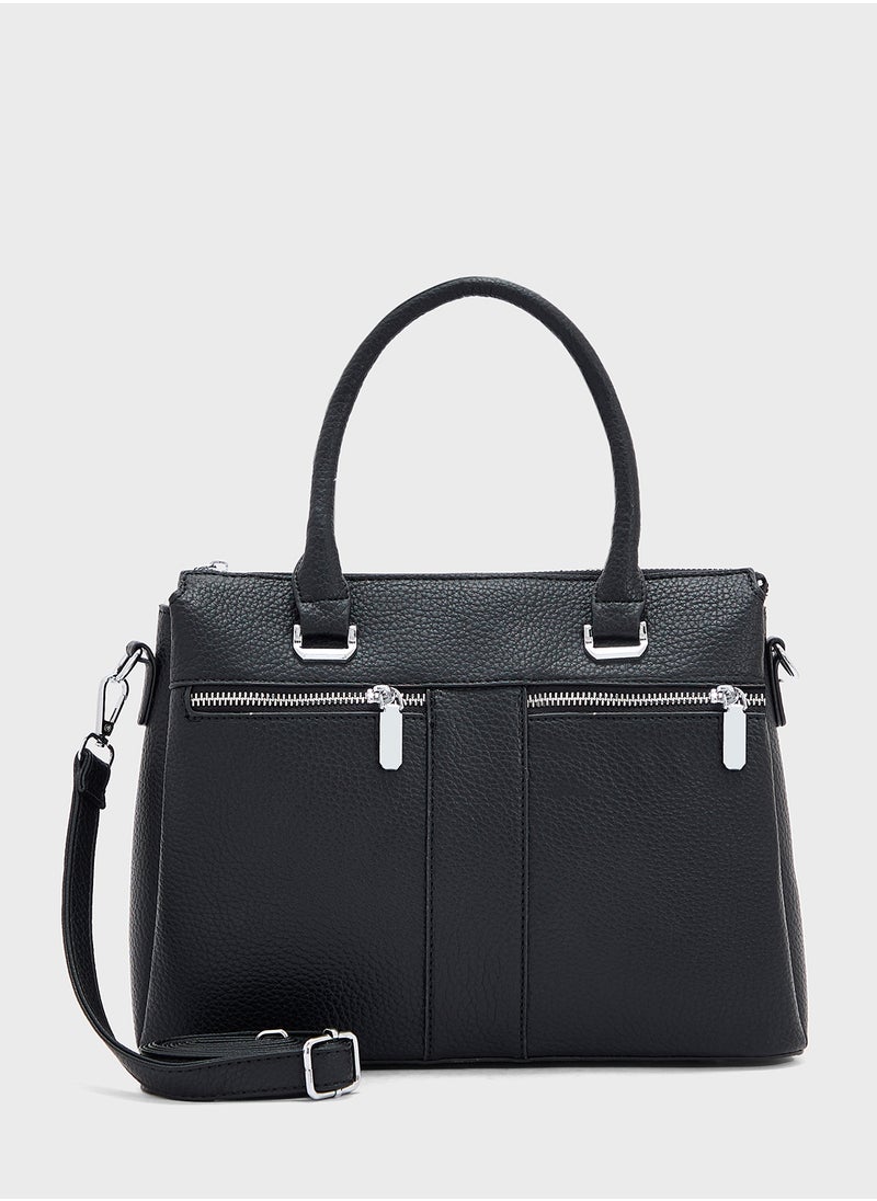 Ginger - Multi Zip Detail Satchel Bag - Image 1