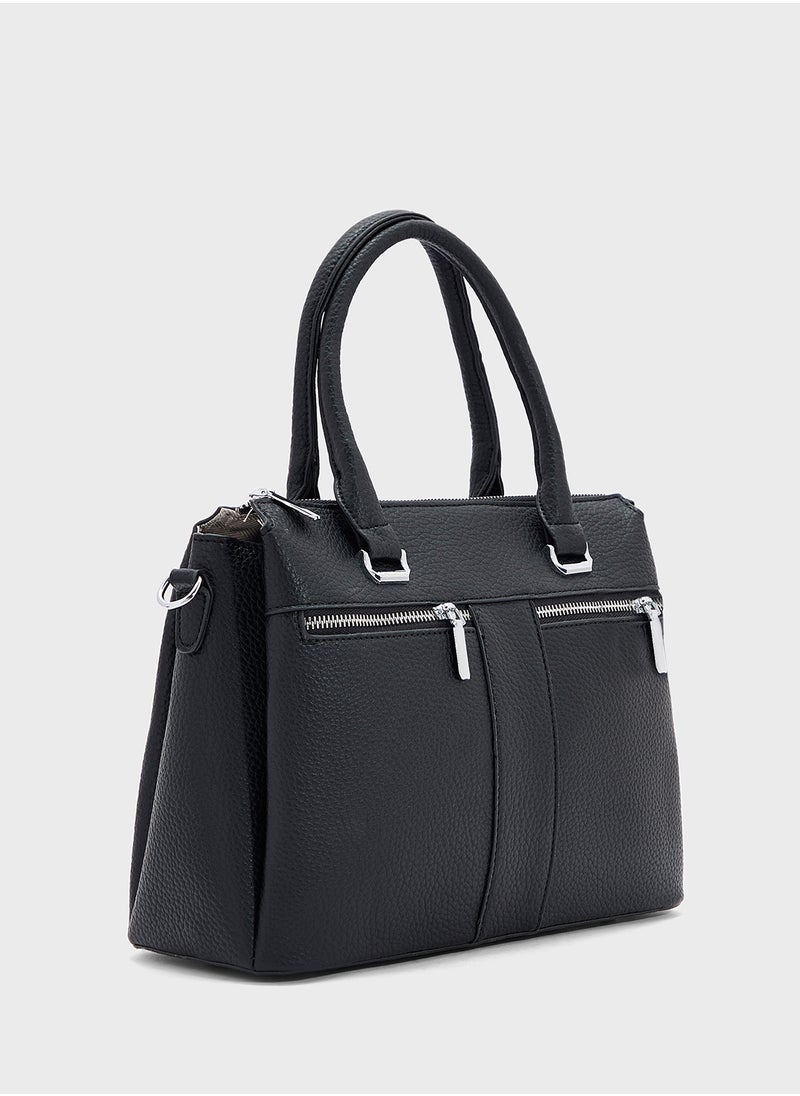 Ginger - Multi Zip Detail Satchel Bag - Image 1