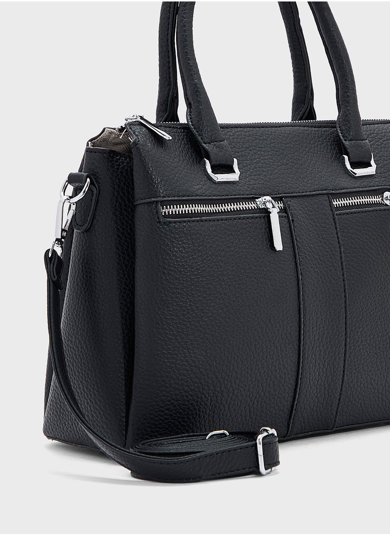 Ginger - Multi Zip Detail Satchel Bag - Image 1