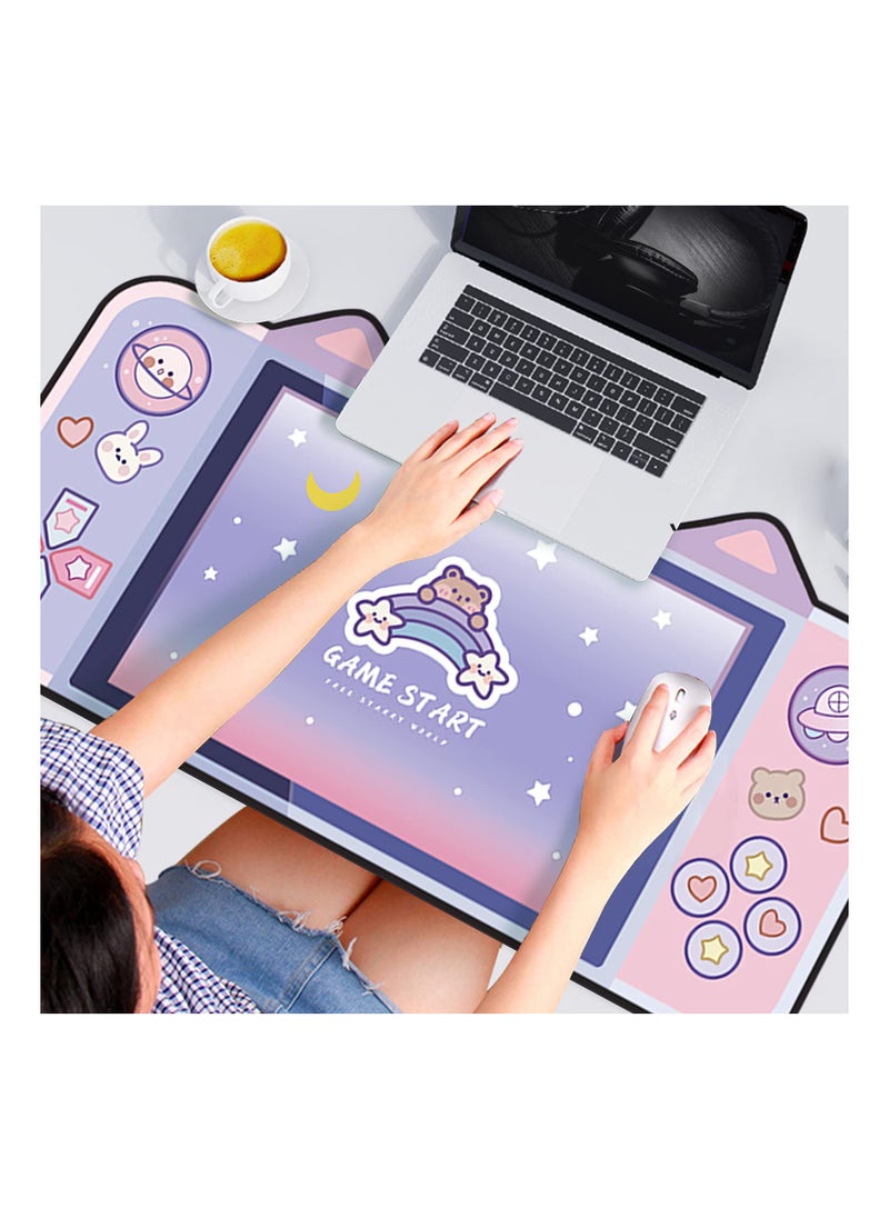 KASTWAVE - Kawaii Anime Mouse Mat, Cute Cartoon Cat Ear Extended Gaming Mouse Pad 31.5x15.7 inch, KASTWAVE Large Non-Slip Rubber Base Mousepad Computer Laptop Desk Pad Waterproof for Work Game Office Home - Image 1