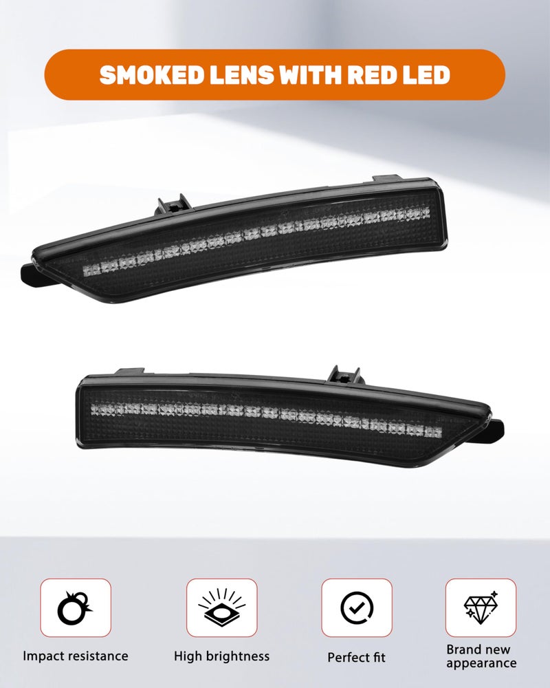 POKIAUTO Rear Red LED Side Marker Lights for Ford Mustang 2024+, Smoked Black Back Bumper Lights Reflectors Assembly for 2024 2025 Ford Mustang Accessories (2PCS, Red) - Image 5