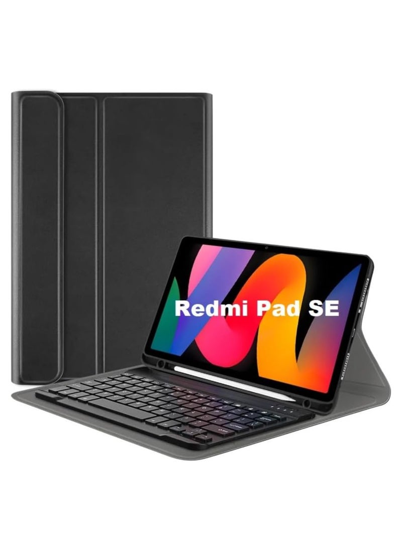 TWEGGON Keyboard Case for Redmi Pad SE 11" with Pen Holder Black  - Image 1