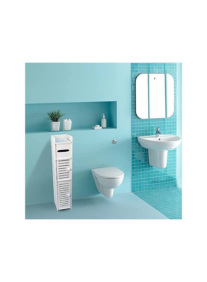 Raxoom Waterproof Bathroom Storage Cabinet with Doors And Shelves, Small Bathroom Floor Cabinet White, Bathroom Storage Corner Floor Cabinet with Daily Use Tier - Image 4
