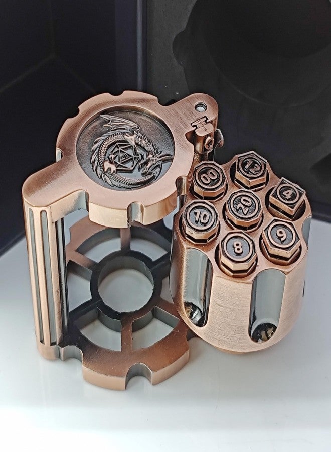 BESCON Revolver Metal Dice Set, 7 Piece Polyhedral Bullet Dice with Spinning Revolver Cylinder Case, Cyberpunk Style Tabletop RPG Dice for Dungeons and Dragons, Table Games - Image 4