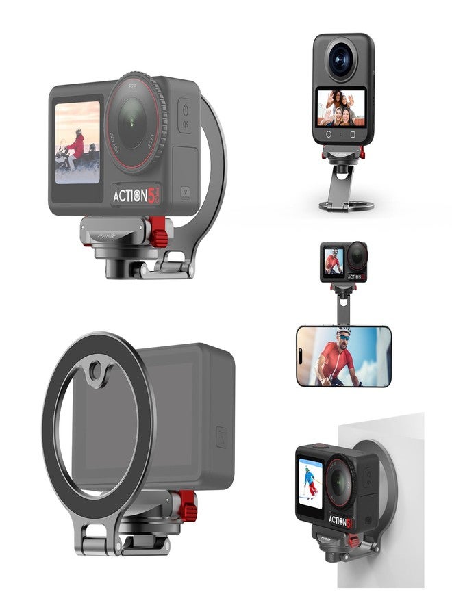 BRDRC Osmo 360 Magnetic Stand Base, Quick Release Adapter Aluminum Alloy 360° Adjustable Mount for DJI Osmo Action 5 Pro/4/3 Accessories, for MagSafe Phone Stand Desktop Holder with 1/4” Screw Hole - Image 1