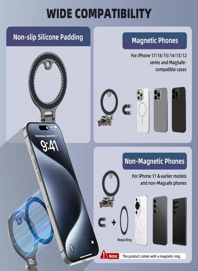 BRDRC Osmo 360 Magnetic Stand Base, Quick Release Adapter Aluminum Alloy 360° Adjustable Mount for DJI Osmo Action 5 Pro/4/3 Accessories, for MagSafe Phone Stand Desktop Holder with 1/4” Screw Hole - Image 4