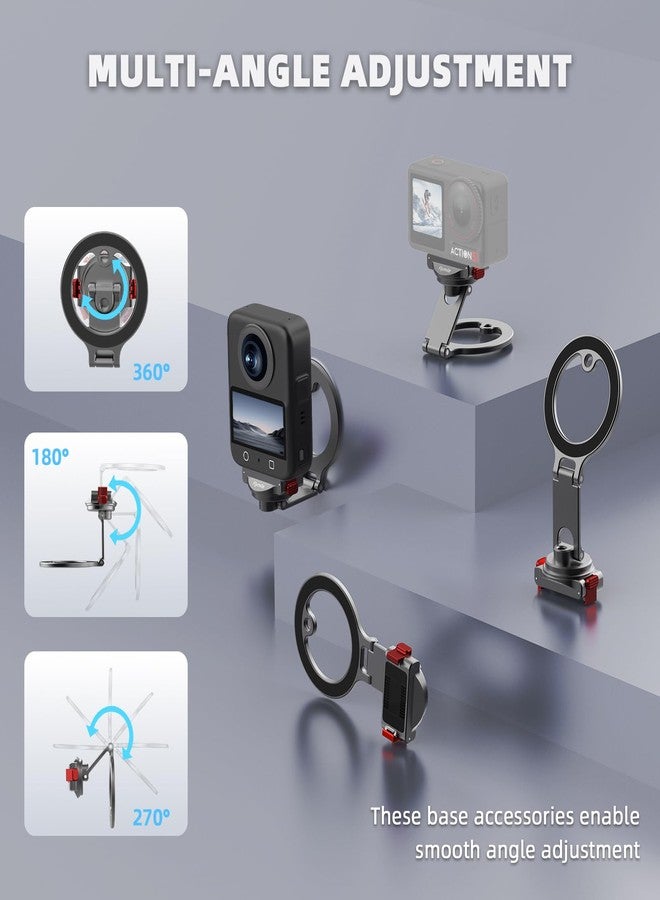 BRDRC Osmo 360 Magnetic Stand Base, Quick Release Adapter Aluminum Alloy 360° Adjustable Mount for DJI Osmo Action 5 Pro/4/3 Accessories, for MagSafe Phone Stand Desktop Holder with 1/4” Screw Hole - Image 3