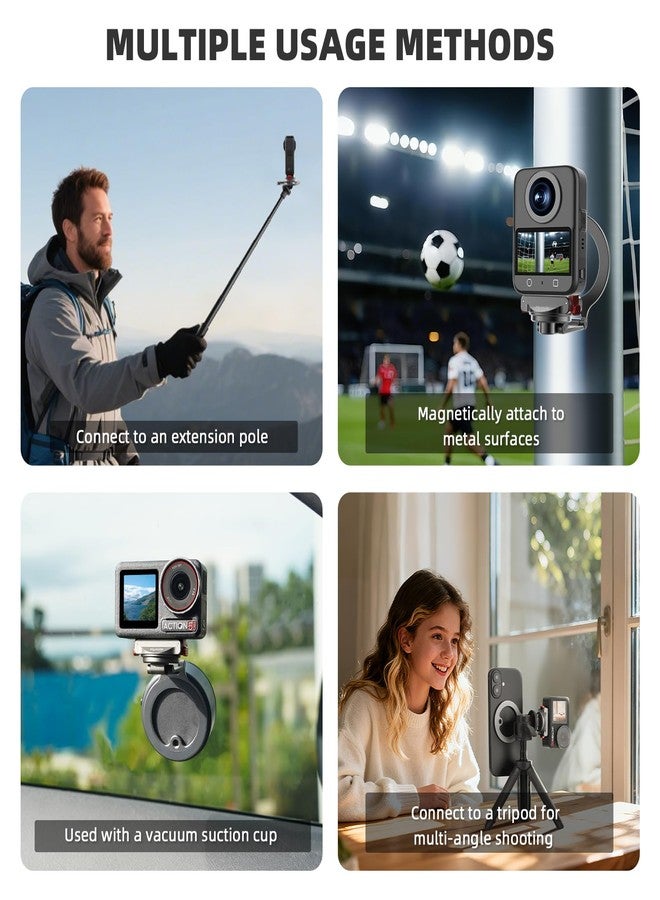 BRDRC Osmo 360 Magnetic Stand Base, Quick Release Adapter Aluminum Alloy 360° Adjustable Mount for DJI Osmo Action 5 Pro/4/3 Accessories, for MagSafe Phone Stand Desktop Holder with 1/4” Screw Hole - Image 5