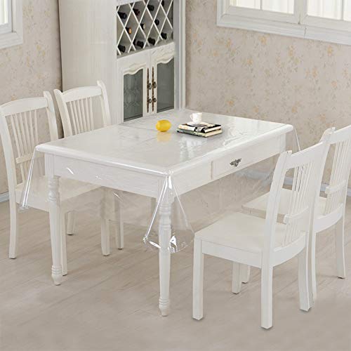 sancua Clear Plastic 100% Waterproof Tablecloth - 60 x 120 Inch - Vinyl PVC Rectangle Table Cloth Protector Oil Spill Proof Wipe Clean Table Cover for Dining Tables, Parties & Camping, Crystal Clear - Image 2