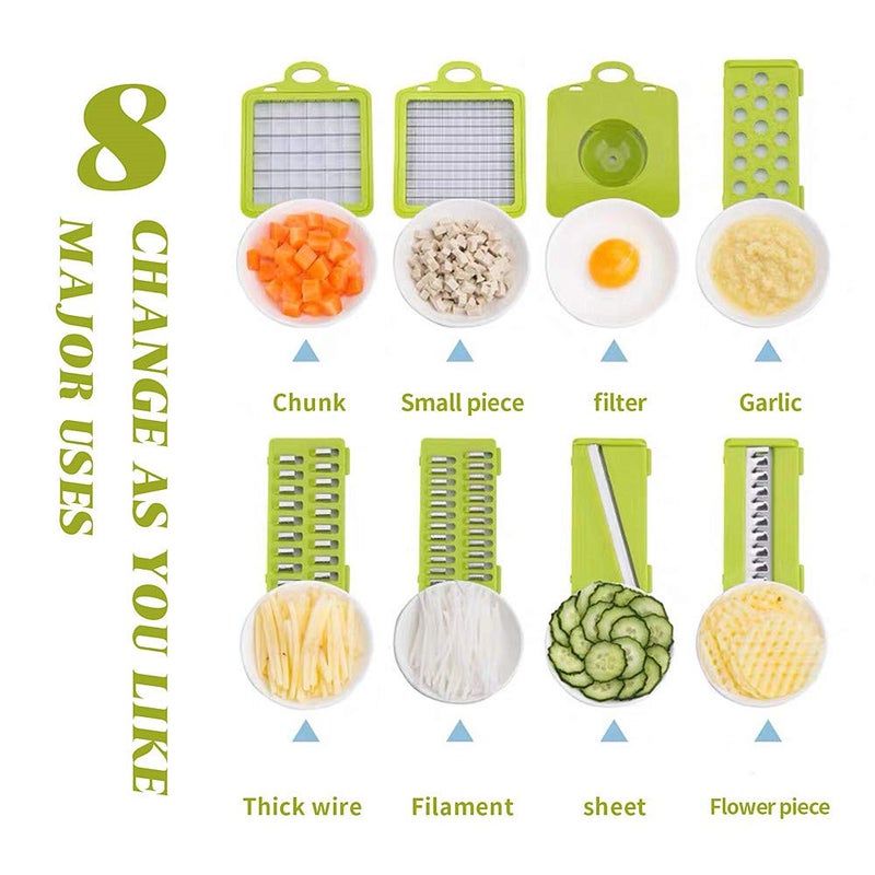 Genrics Beilaibo Vegetable Chopper and Grater Mandoline Slicer Adjustable Cutter with Colander Basket and Container 12 in 1 Vegetable Cutter - Image 4