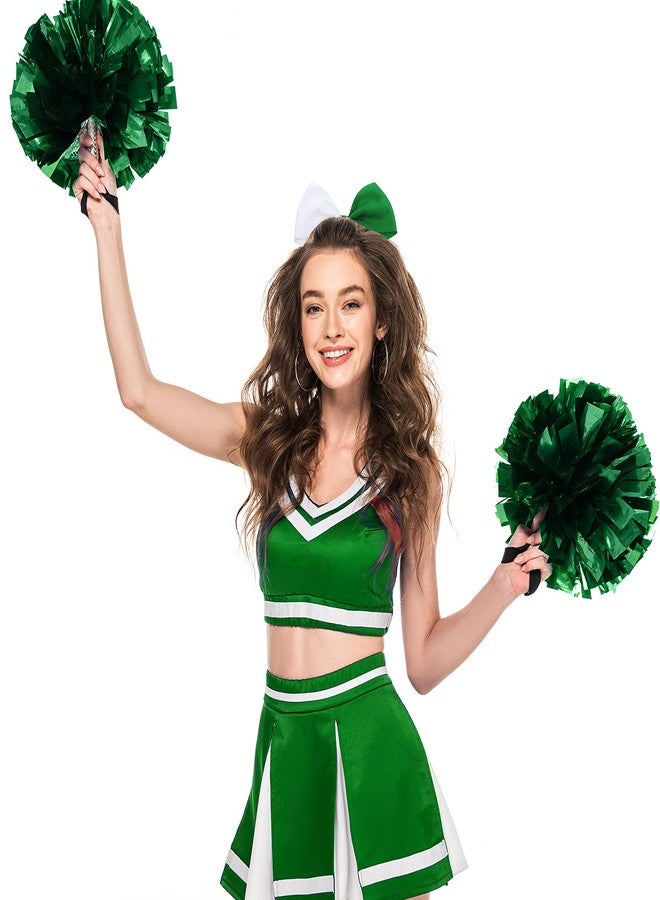 WILLBOND 2 Packs Jumbo Cheerleading Bow 8 Inch Large Cheer Hair Bows with Ponytail Holder for Teen Girls Softball Outfit Uniform(White and Green) - Image 3