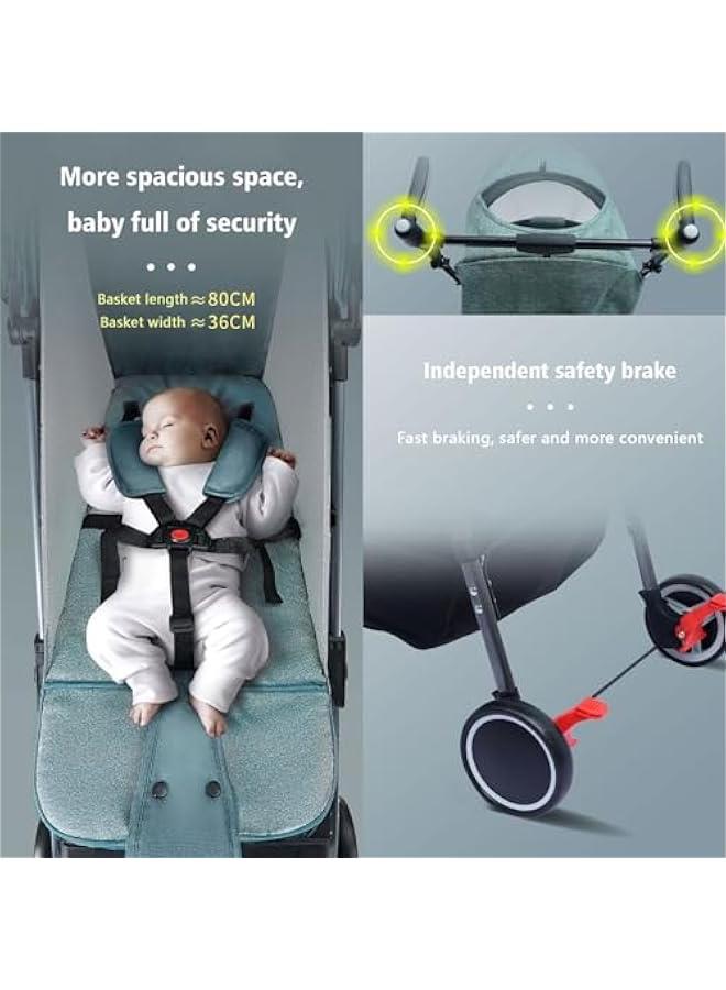 Baby Stroller, Lightweight Stroller, Foldable Stroller with One Hand 2 in 1 Newborn Stroller Bassinet for Infant New Born 0-36 Month - Image 4