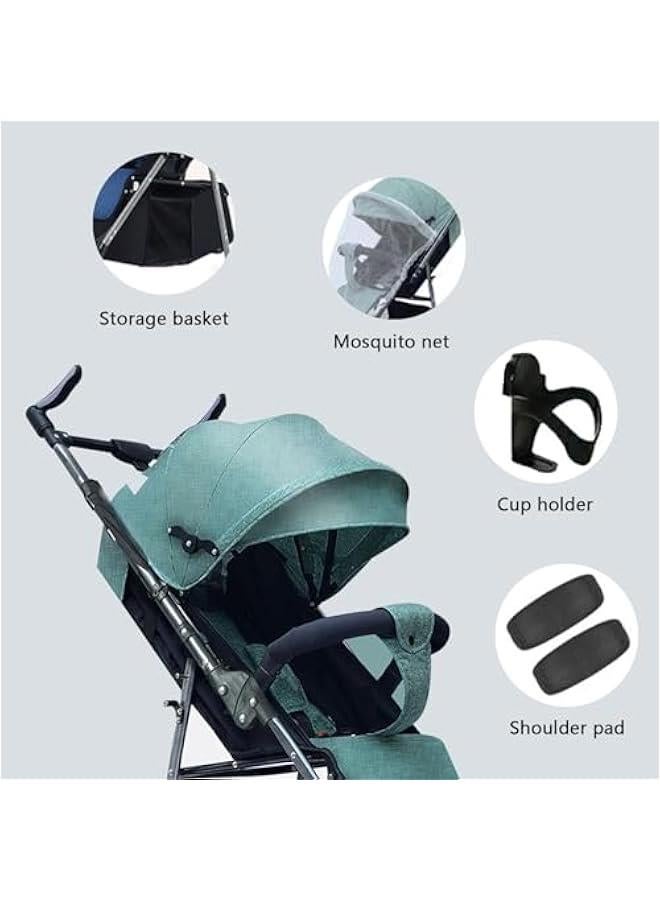 Baby Stroller, Lightweight Stroller, Foldable Stroller with One Hand 2 in 1 Newborn Stroller Bassinet for Infant New Born 0-36 Month - Image 5