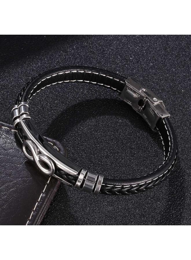 European And American Hip-hop Men's Bracelet Infinite 8-character Unlimited Personality Leather Bracelet Simple Woven Trendy Men's Bracelet Jewelry