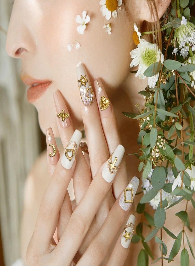 NICENEEDED 220 PCS 3D Gold Nail Charms, Gothic Cross Nail Art Charms Y2K Metal Nail Charms, Cross Nails Accessories - Image 4