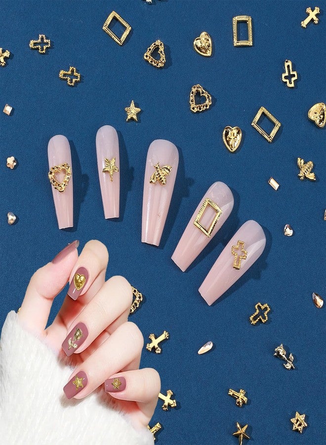 NICENEEDED 220 PCS 3D Gold Nail Charms, Gothic Cross Nail Art Charms Y2K Metal Nail Charms, Cross Nails Accessories - Image 5