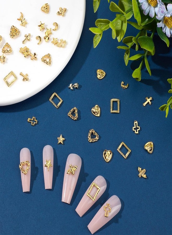 NICENEEDED 220 PCS 3D Gold Nail Charms, Gothic Cross Nail Art Charms Y2K Metal Nail Charms, Cross Nails Accessories - Image 3