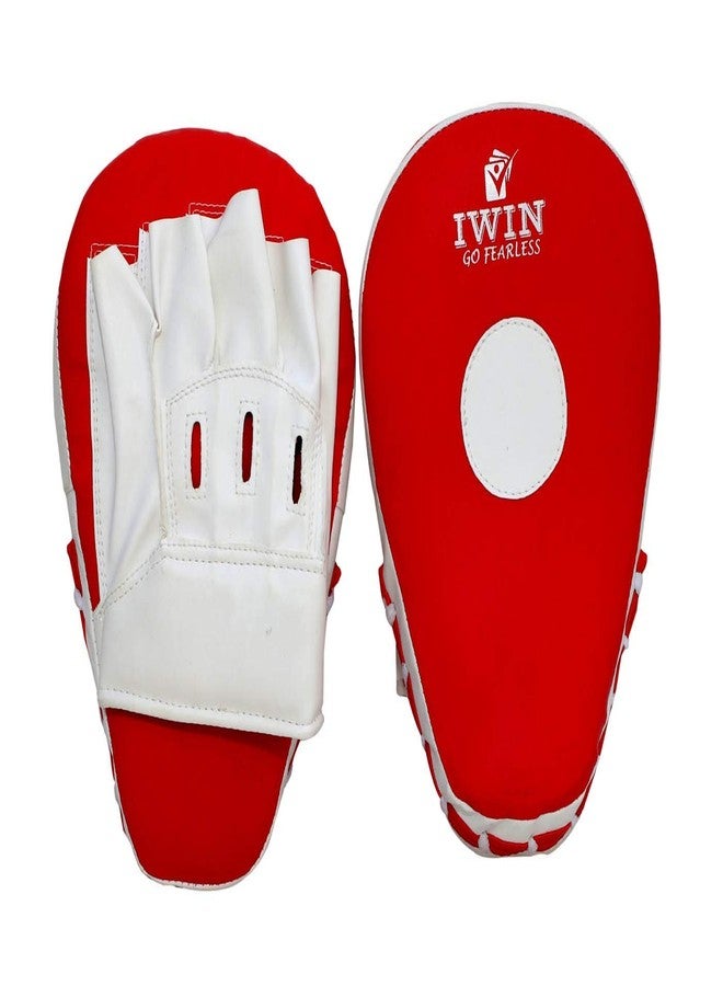 IWIN Boxing/Karate Focus Pads Curved 1 Pair (RED) with 1 Pair Hand Wraps - Image 4