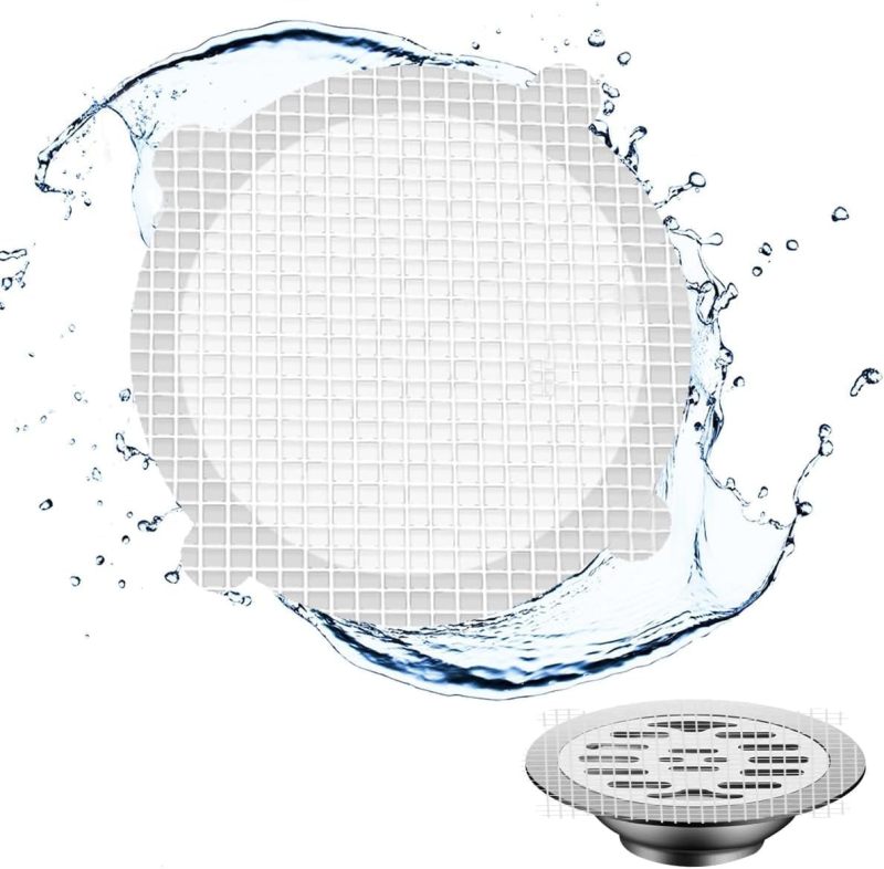 Hair Catcher: 40-Piece White Disposable Mesh - Easy Clog Prevention, No-Tool Peel-And-Stick for Shower Bathtub Sink Drain - Image 1