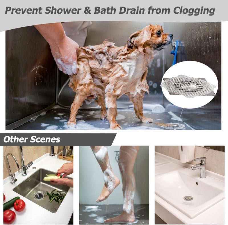 Hair Catcher: 40-Piece White Disposable Mesh - Easy Clog Prevention, No-Tool Peel-And-Stick for Shower Bathtub Sink Drain - Image 3