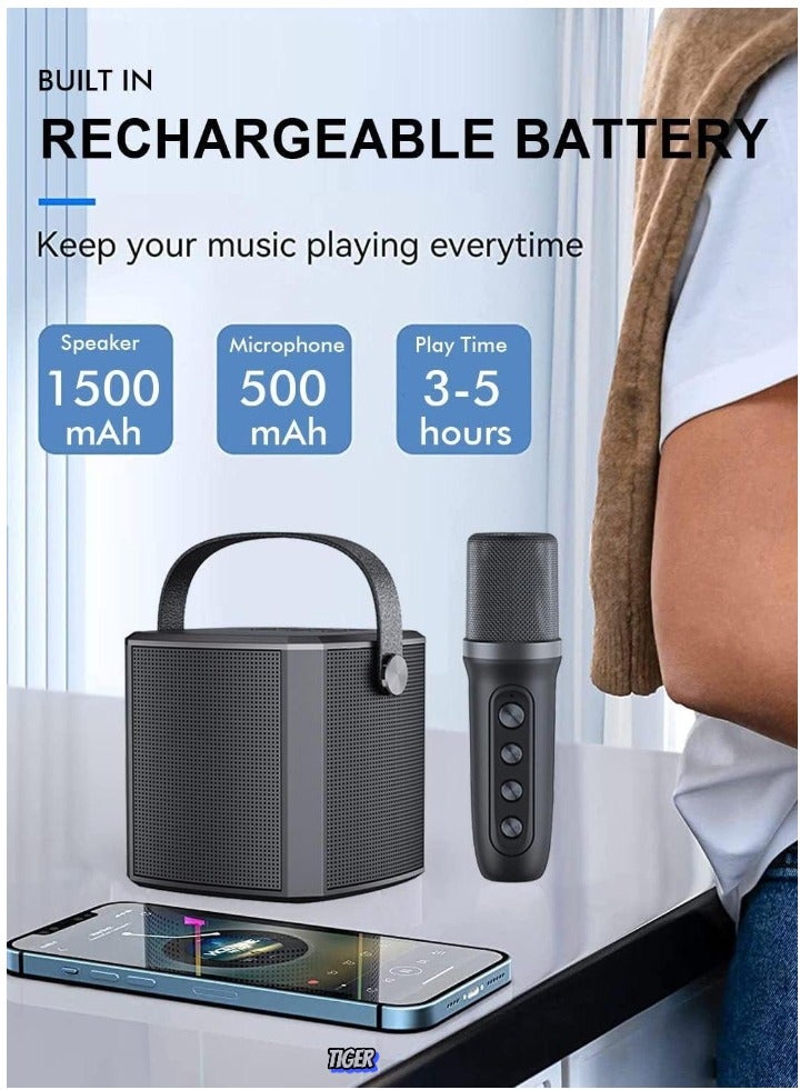 TIGER Karaoke Machine with UHF Wireless Microphones for Adults & Kids | Portable Bluetooth PA Speaker System | Vocal Cut Support | Rechargeable, Loud Sound & LED Light Effects | Perfect for Home Parties, Weddings, Meetings & Events - Image 2