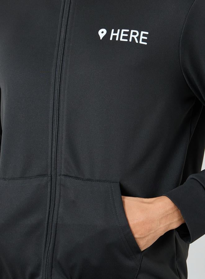 Take Two Men Black Slogan Print Hooded Jacket - Image 3