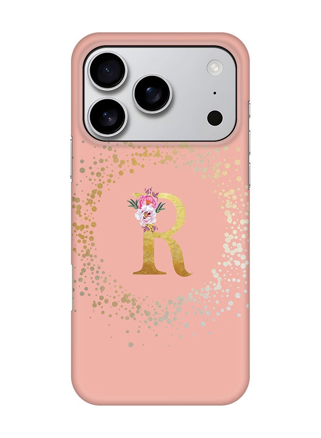 Stylizedd For iPhone 17 Pro,Case, [Compatible with MagSafe] Magnetic cover Slim fit Protection Matte, - Custom Monogram Floral - R  (Rose Pink )