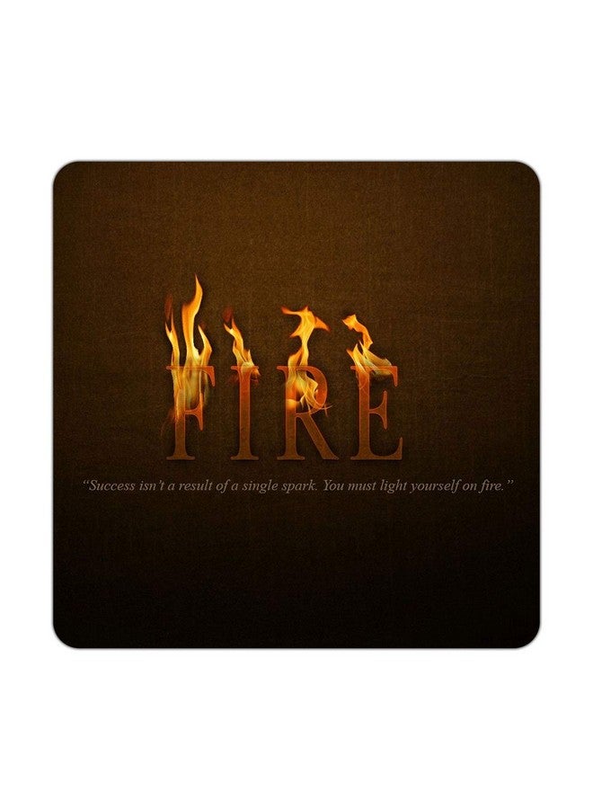 ASHVAH Fire - Success Isn't The Result of a Single Spark, You Must Light Yourself on fire. Print Designer Handmade Wooden Coaster Set for Home Kitchen - Set of 4 - Square: 10cm - Image 4