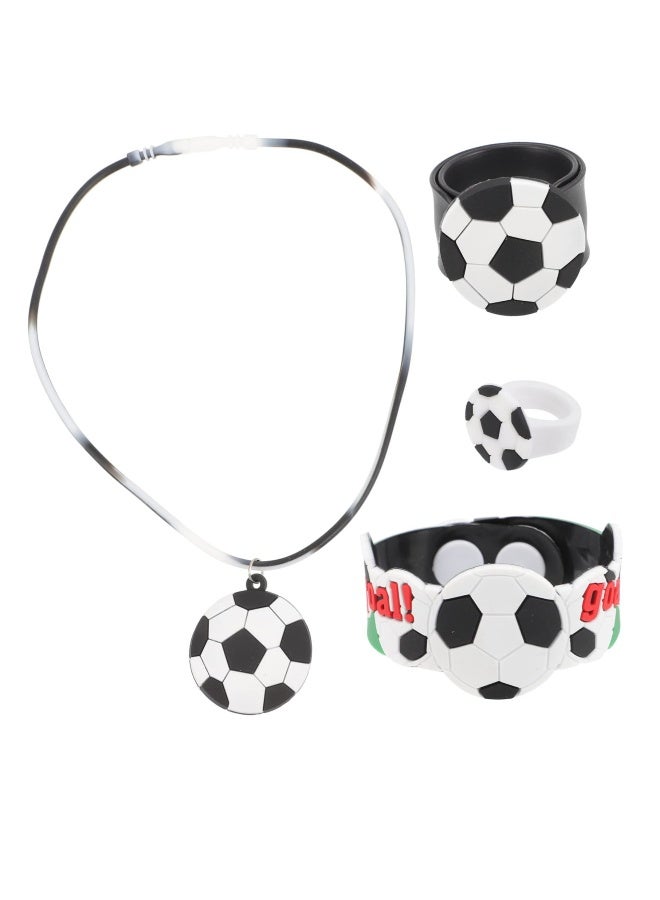 1 Set Children's Football Party Bag, Sports Necklace, Rings for Children Boys, Football Badge Slap Bracelets, Football Give Children's Birthday Party Gift  - Image 1