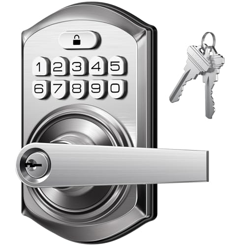 TEEHO TE004 Keyless Entry Keypad Door Lock with Handle Smart Digital Electronic Lock for Interior Door with AntiPeeping Auto Lock Passage Mode Easy Installation Satin Nickel - Image 1