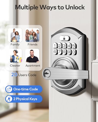 TEEHO TE004 Keyless Entry Keypad Door Lock with Handle Smart Digital Electronic Lock for Interior Door with AntiPeeping Auto Lock Passage Mode Easy Installation Satin Nickel - Image 3