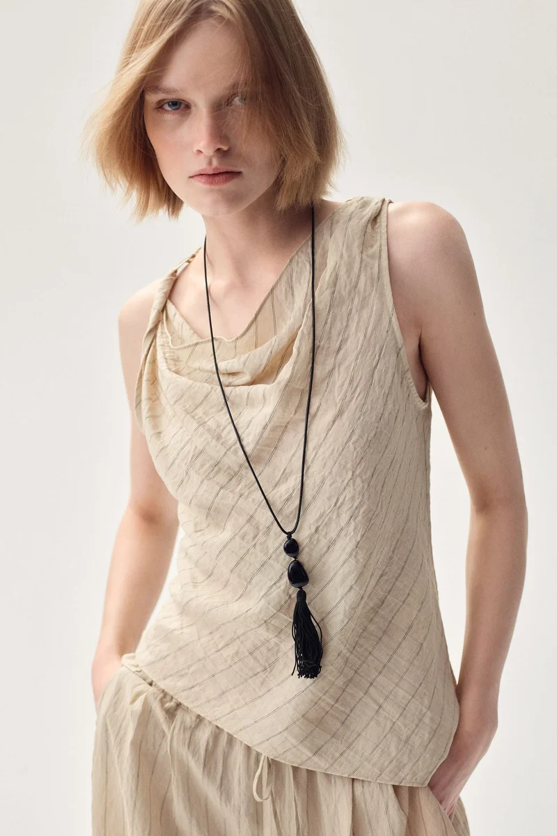 H&M Asymmetric cowl-neck top