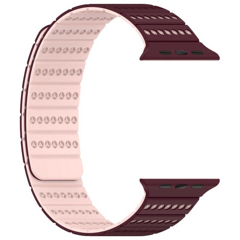 إيروريكس لساعة Apple Watch 46 مم / 49 مم / 45 مم / 44 مم سوار ساعة مغناطيسي على شكل قرص العسل (بورجوندي فروستد) - Image 2