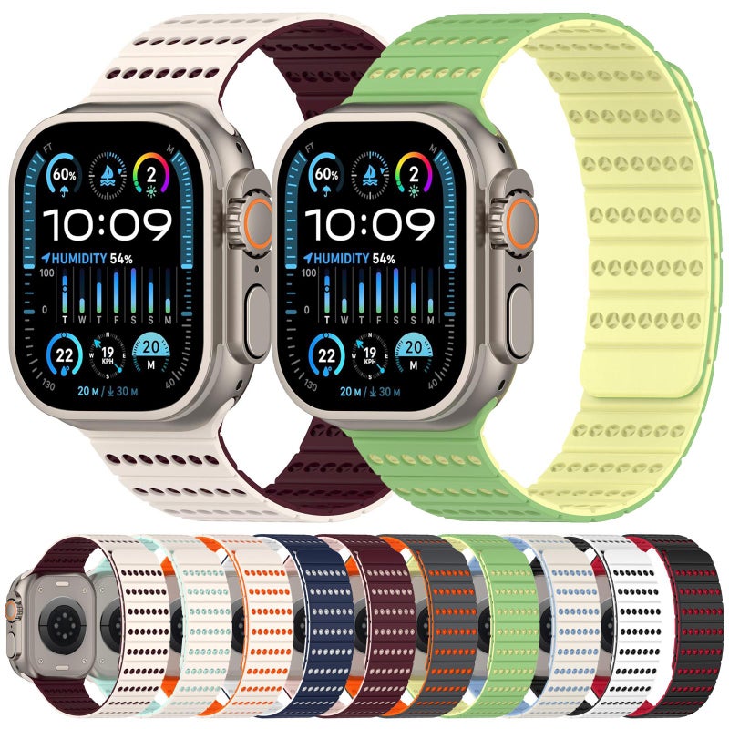 إيروريكس لساعة Apple Watch 46 مم / 49 مم / 45 مم / 44 مم سوار ساعة مغناطيسي على شكل قرص العسل (بورجوندي فروستد) - Image 4