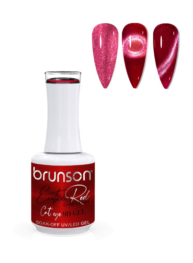 brunson Universal Cat Eye Gel Nail Polish, Exotic Red 9D Magnetic Nail Polish Glitter Shimmer with Magnetic Soak Off  UV/LED Gel Polish Nail Art paint BER9D11 - Image 1