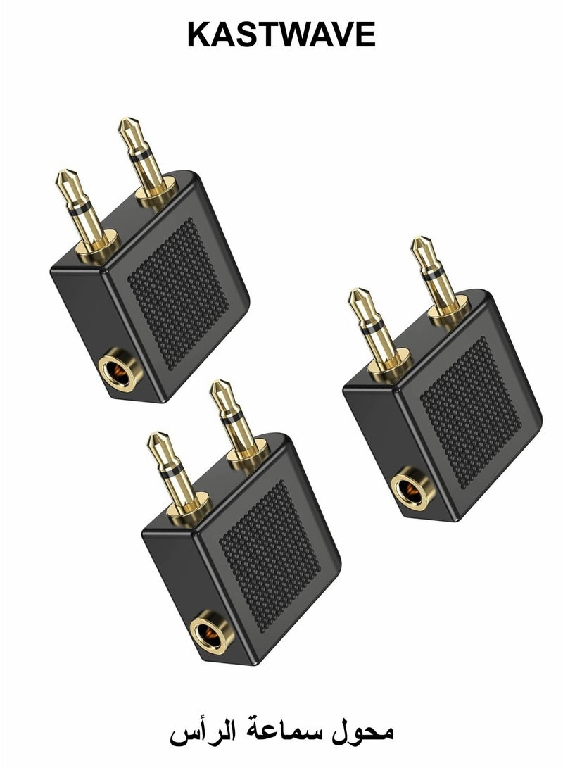 Airplane Headphone Adapter, 3 Pcs Gold Plated 3.5mm Male to 3.5mm Female Stereo Aux Jack Headphone Adapter Compatible with More Headphones - Image 1