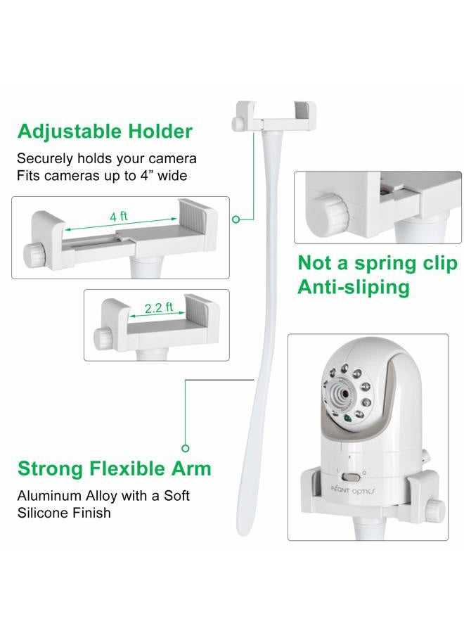 iTODOS Baby Monitor Mount Camera Shelf Compatible with Infant Optics DXR 8 & DXR-8 Pro and Most Other Baby Monitors,Universal Baby Camera Holder,Attaches to Crib Cot Shelves or Furniture (White) - Image 5