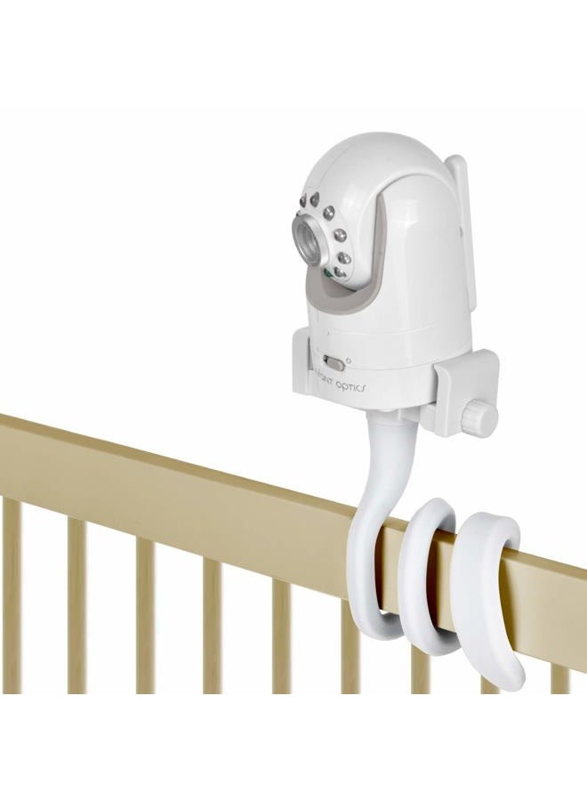 iTODOS Baby Monitor Mount Camera Shelf Compatible with Infant Optics DXR 8 & DXR-8 Pro and Most Other Baby Monitors,Universal Baby Camera Holder,Attaches to Crib Cot Shelves or Furniture (White) - Image 1