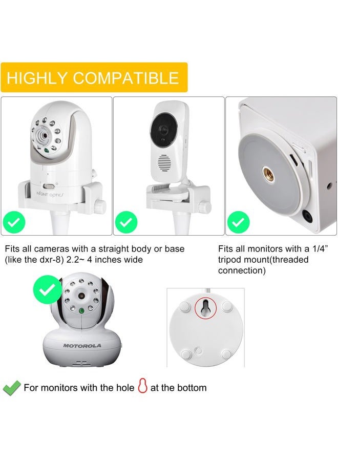 iTODOS Baby Monitor Mount Camera Shelf Compatible with Infant Optics DXR 8 & DXR-8 Pro and Most Other Baby Monitors,Universal Baby Camera Holder,Attaches to Crib Cot Shelves or Furniture (White) - Image 2